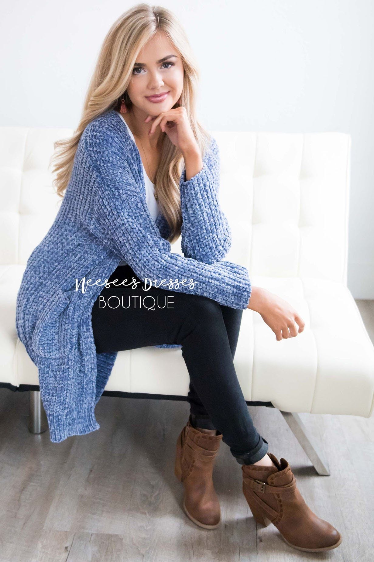 Open Front Chenille Knit Cardigan