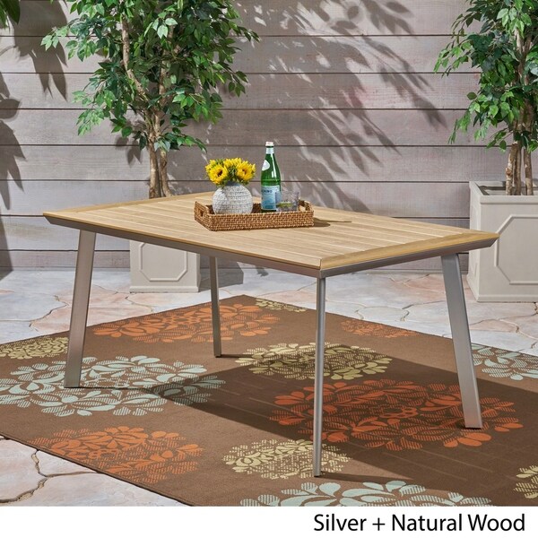 Leeds Outdoor Aluminum and Wood Dining Table by Christopher Knight Home