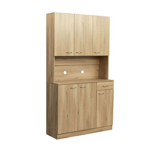 Wood Open Wardrobe with 1 Drawers， Large Storage Space - - 37938205