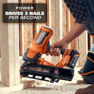 RIDGID 18V Brushless Cordless 21 3-12 in. Framing Nailer with 18V 6.0 Ah MAX Output Lithium-Ion Battery R09894B-AC840060