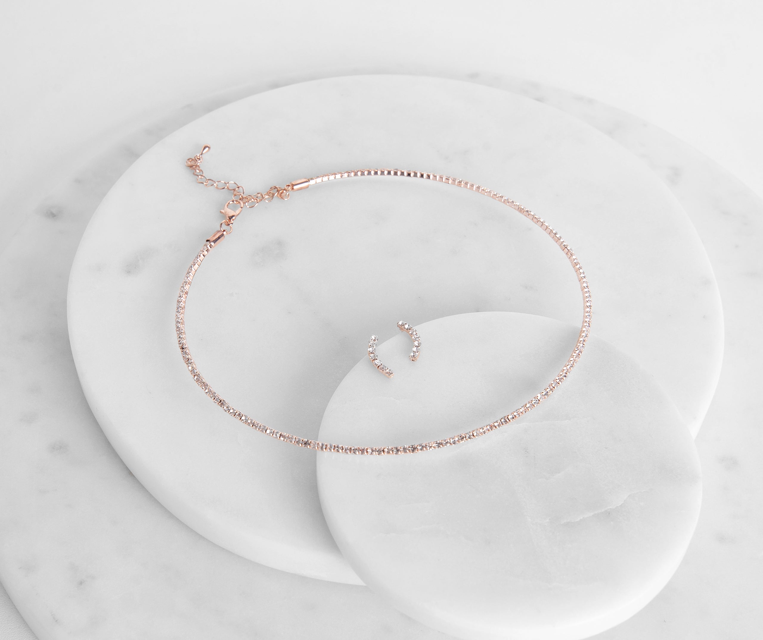 Dainty Rhinestone Choker Set