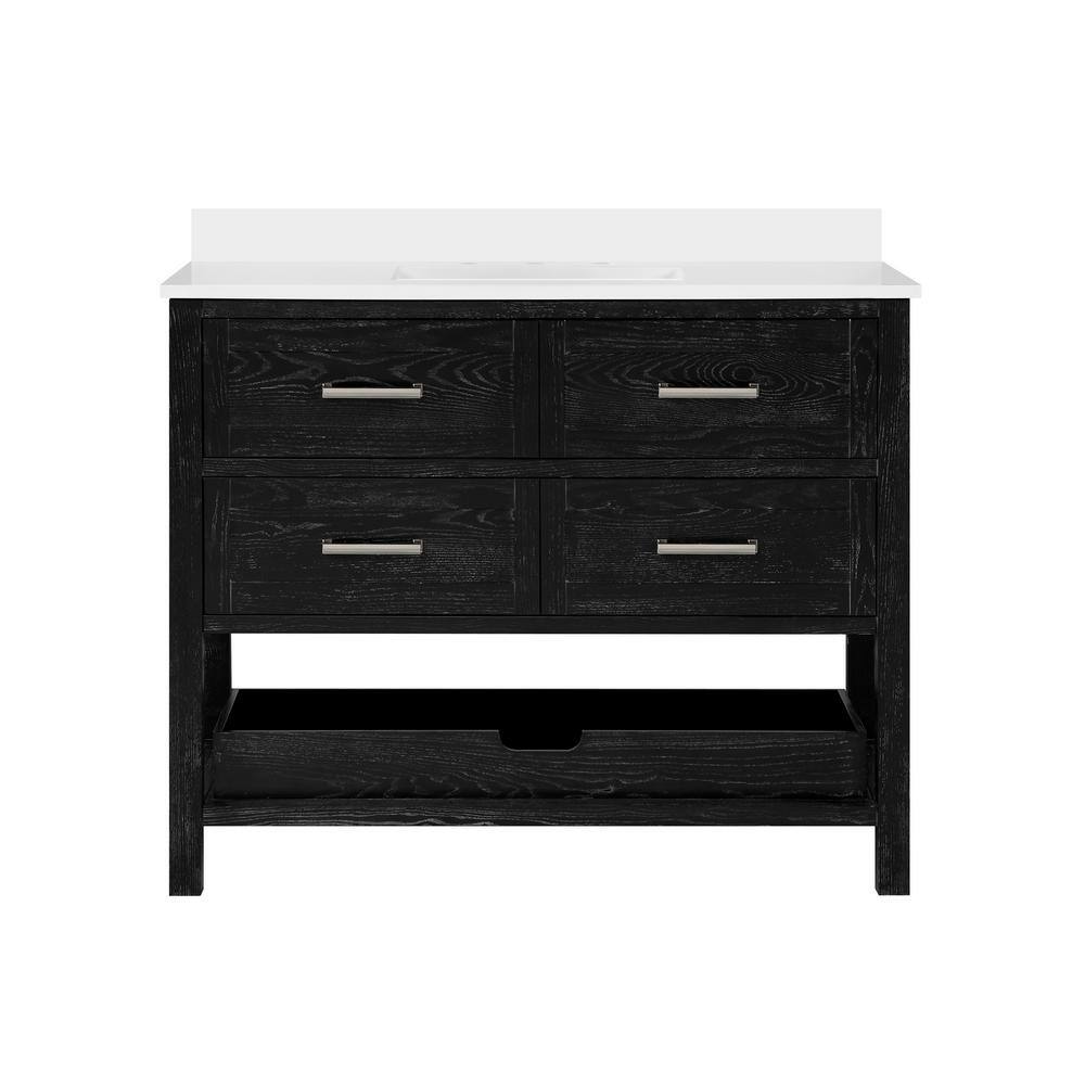 Martha Stewart Living Hillcrest 42 in. Bath Vanity in Black Cerused with Cultured Marble Vanity Top in White with White Basin 15VVA-HILL42-11