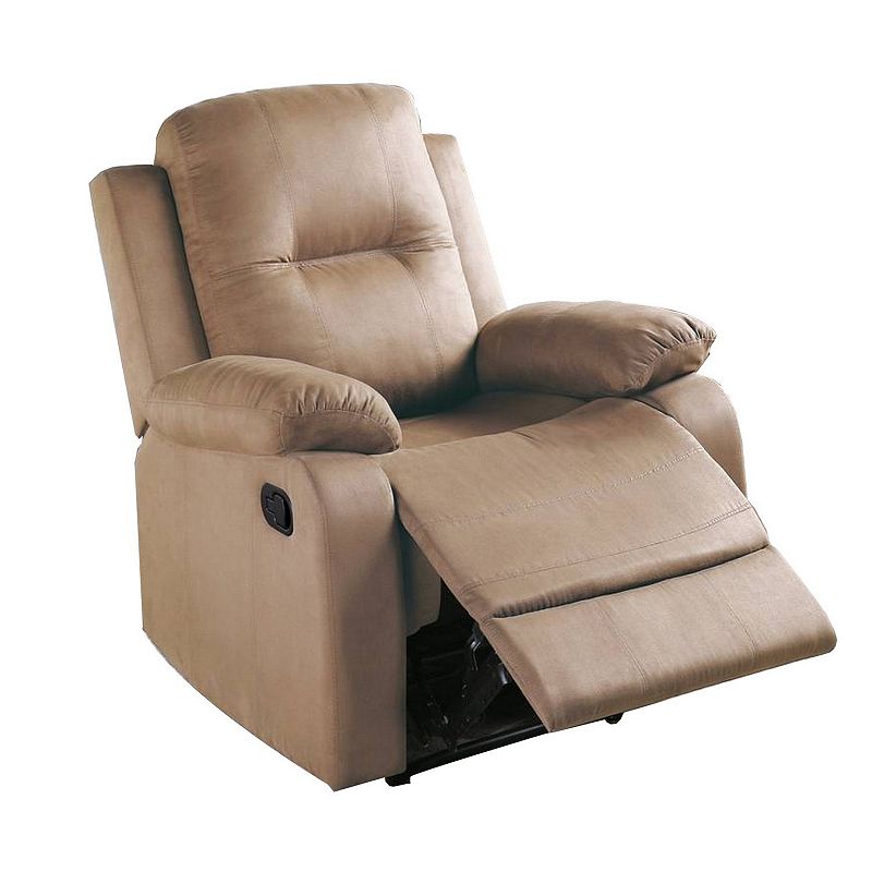 Fabric Upholstered Recliner with Tufted Back， Beige