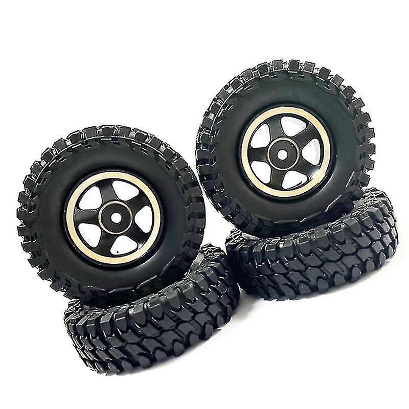 4pcs Brass Beadlock Wheel Rims And Tire Set For 1/18 Scale Fms Cruiser Land Cruiser Rc Car Upgrades