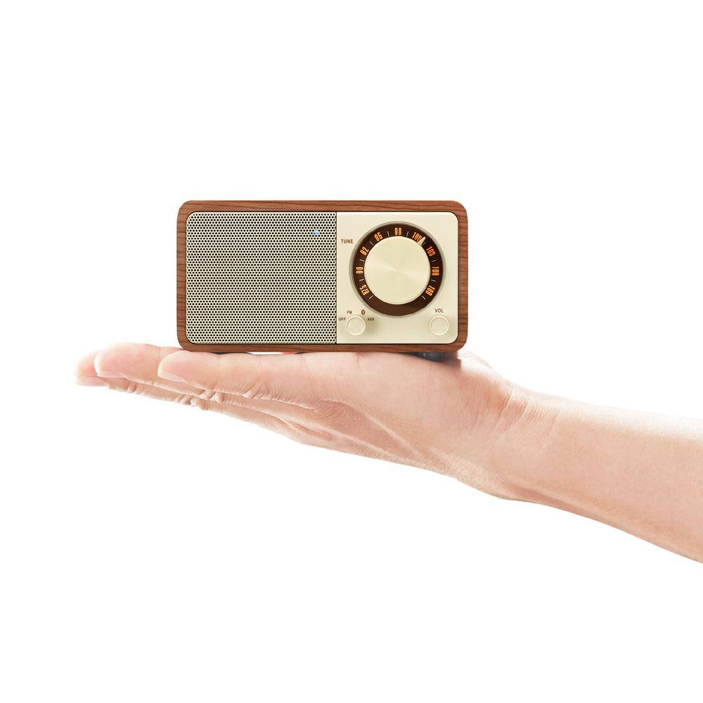 Sangean FM StereoAux-in Rechargable Wood Cabinet Mini Bluetooth Speaker WR-7WL