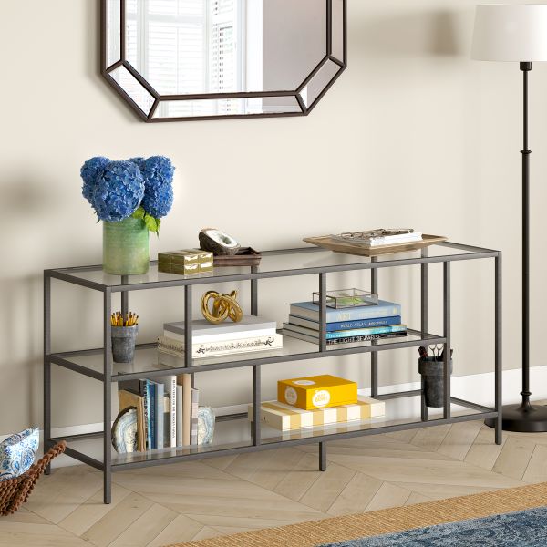 Winthrop Rectangular TV Stand with Glass Shelves for TV's up to 60