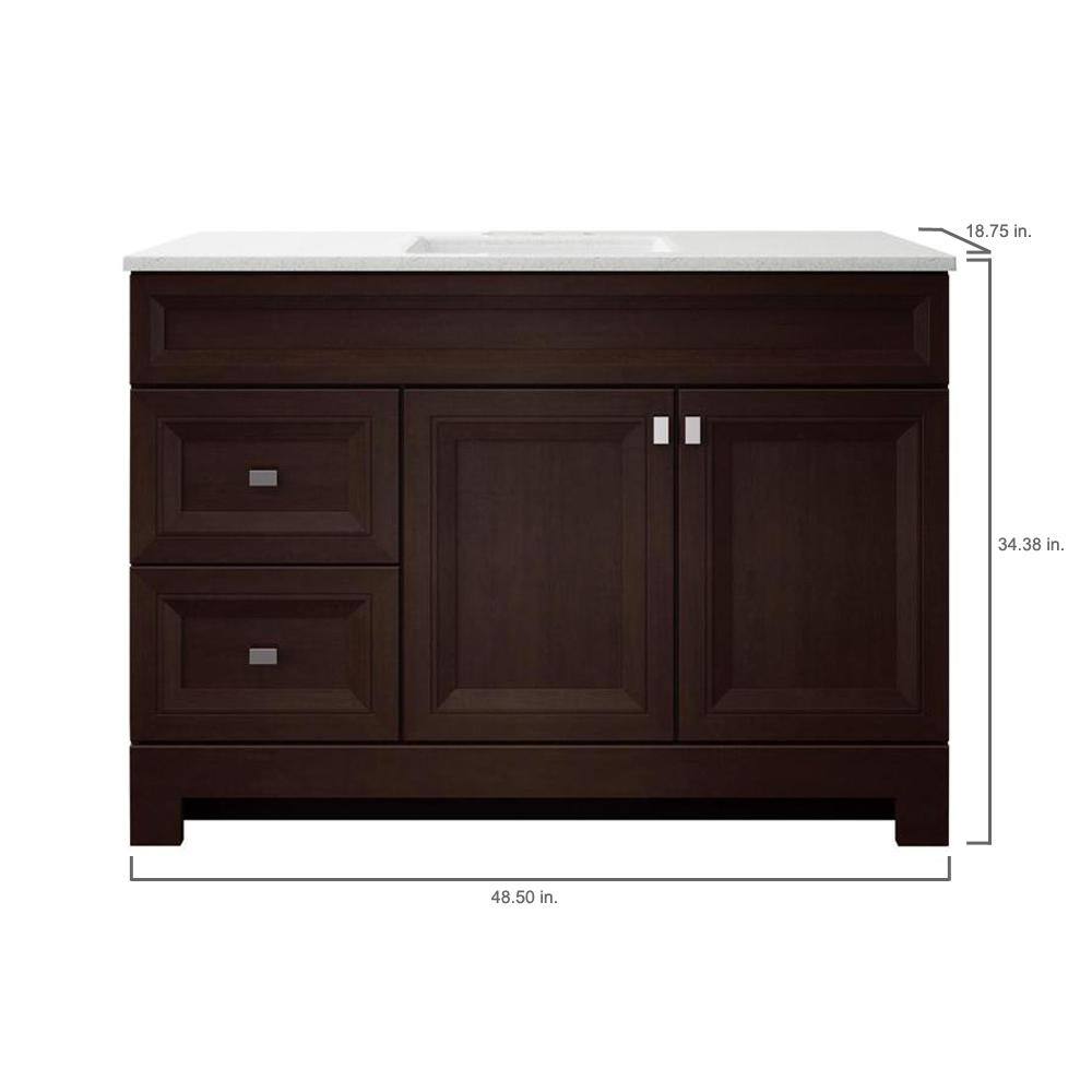 Home Decorators Collection Sedgewood 48.5 in. W Configurable Bath Vanity in Cognac with Solid Surface Top in Arctic with White Sink PPLNKDCG48D