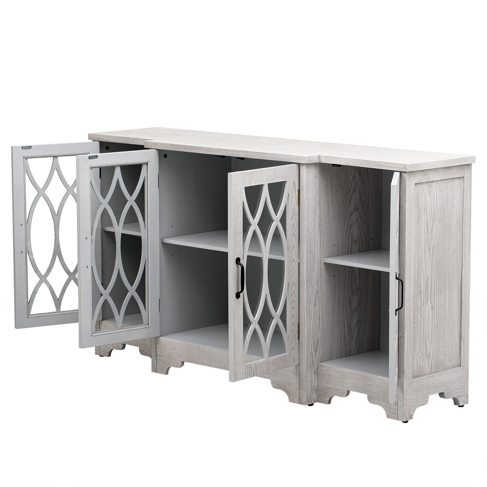 Storage Cabinet with 4 Glass Doors