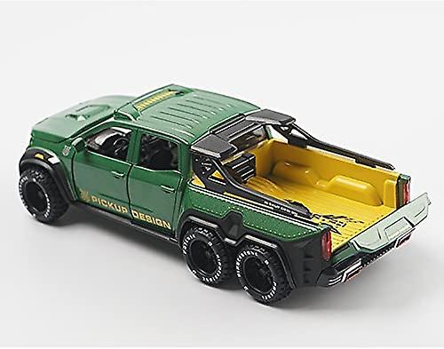 Simulation Alloy Car Modle Pickup 128 Metal Toy Car Sound Light Pull Back Model Toys For Boys Light Toys (green)， Small