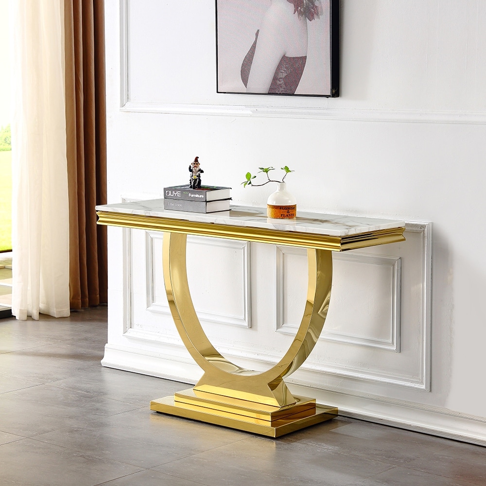 Modern Rectangular Marble Console Table