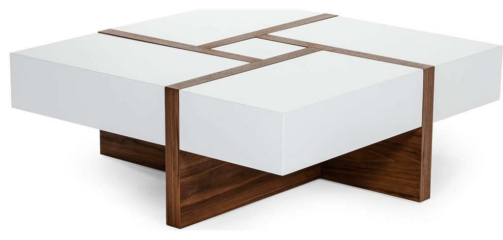 Modern Coffee Table  Square Design With 4 Soft Closing Drawers  High Gloss   Contemporary   Coffee Tables   by Declusia  Houzz