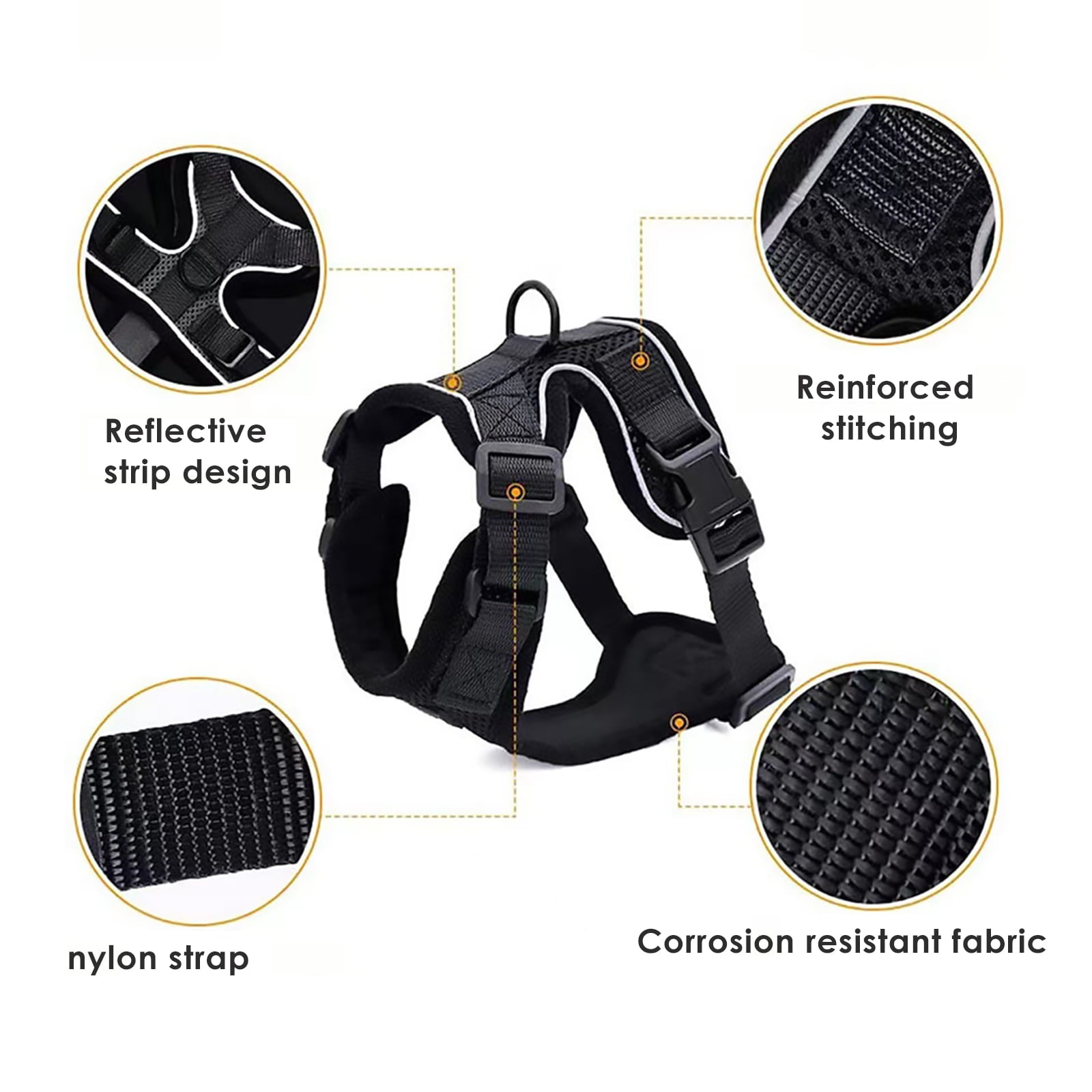 Cat Harness and Leash for Walking， Escape Proof Soft Adjustable Vest Harnesses for Cats， Easy Control Breathable Reflective Strips Jacket