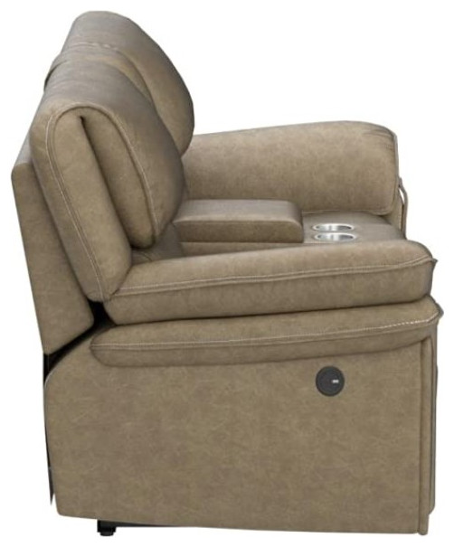 Theater Seating  Extra Padded Seat With Center Console  ampCupholders  Desert Sand   Contemporary   Theater Seating   by Decor Love  Houzz