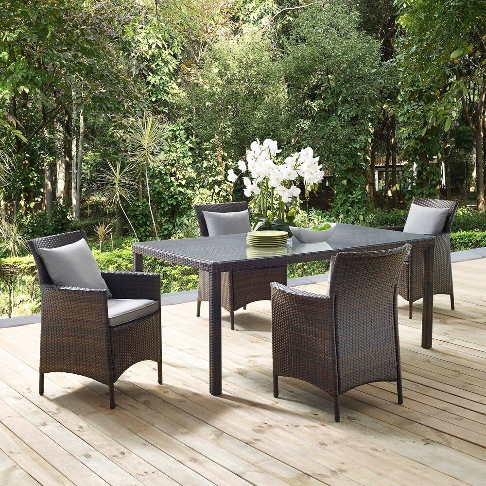 Conduit 5 Piece Outdoor Patio Wicker Rattan Set