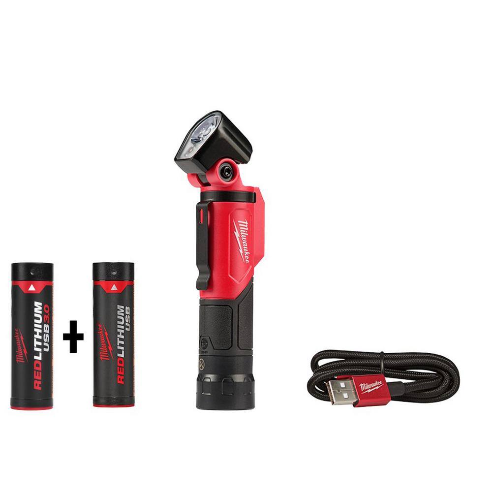 MW 500 Lumens LED Pivoting REDLITHIUM USB Flashlight with Extra USB 3.0 Ah Battery 2113-21-48-11-2131