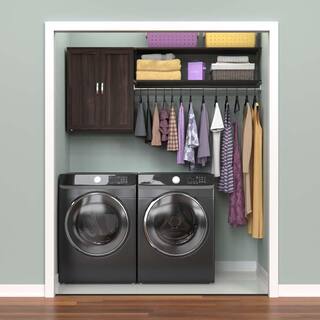 ClosetMaid Style+ 55.12 in. W - 121.12 in. W Modern Walnut Laundry Room Cabinet Kit with Top Shelves and Shaker Doors 10000-02190