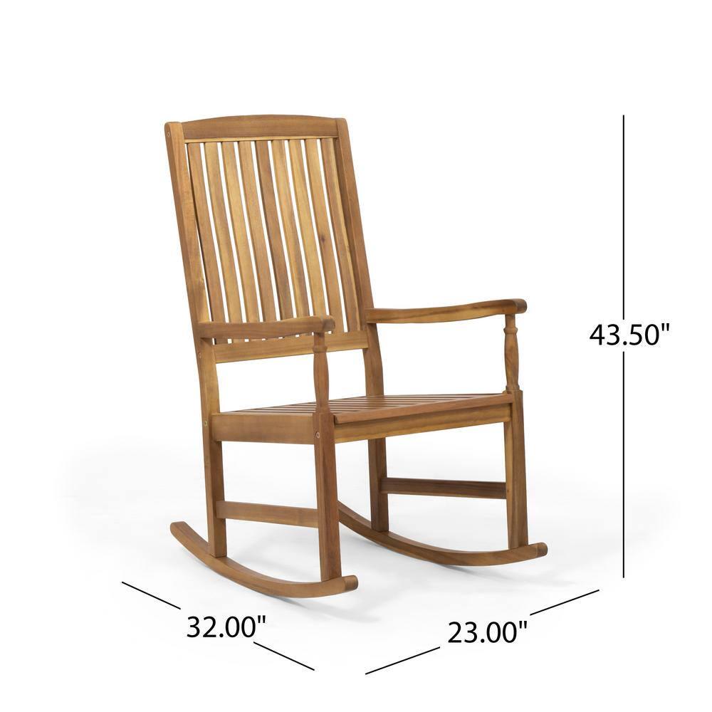 Noble House Arcadia Teak Brown Wood Outdoor Rocking Chair