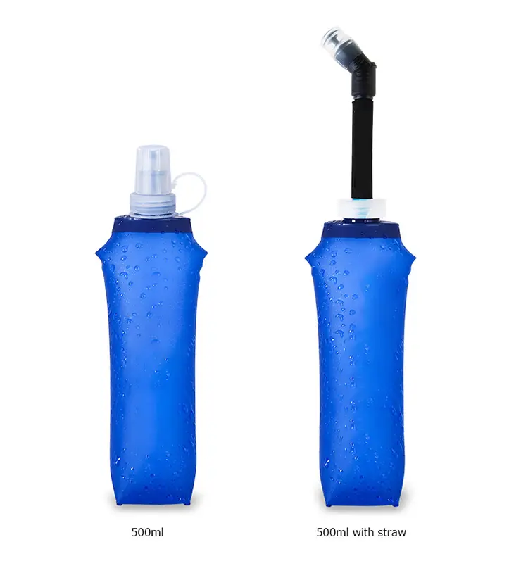 Running Soft Flask camping collapsible water bottle for Cycling Hiking 500ml folding water bottle with Bite Valve