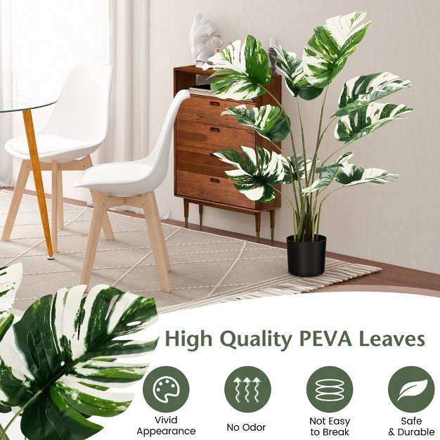 Tangkula 4ft Artificial Monstera Deliciosa Tree 2-pack Fake Plant Faux Tree For Decor