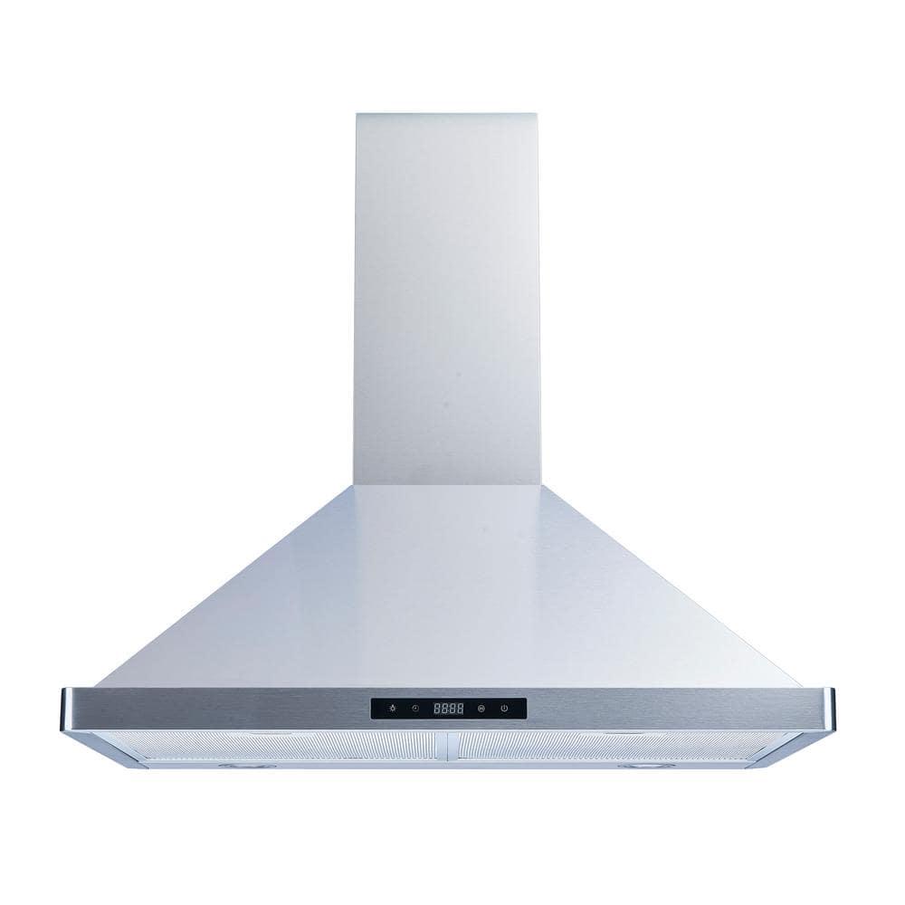 Winflo 30 in 475 CFM Convertible Wall Mount Range Hood in Stainless Steel with Mesh Filters and Touch Sensor Control