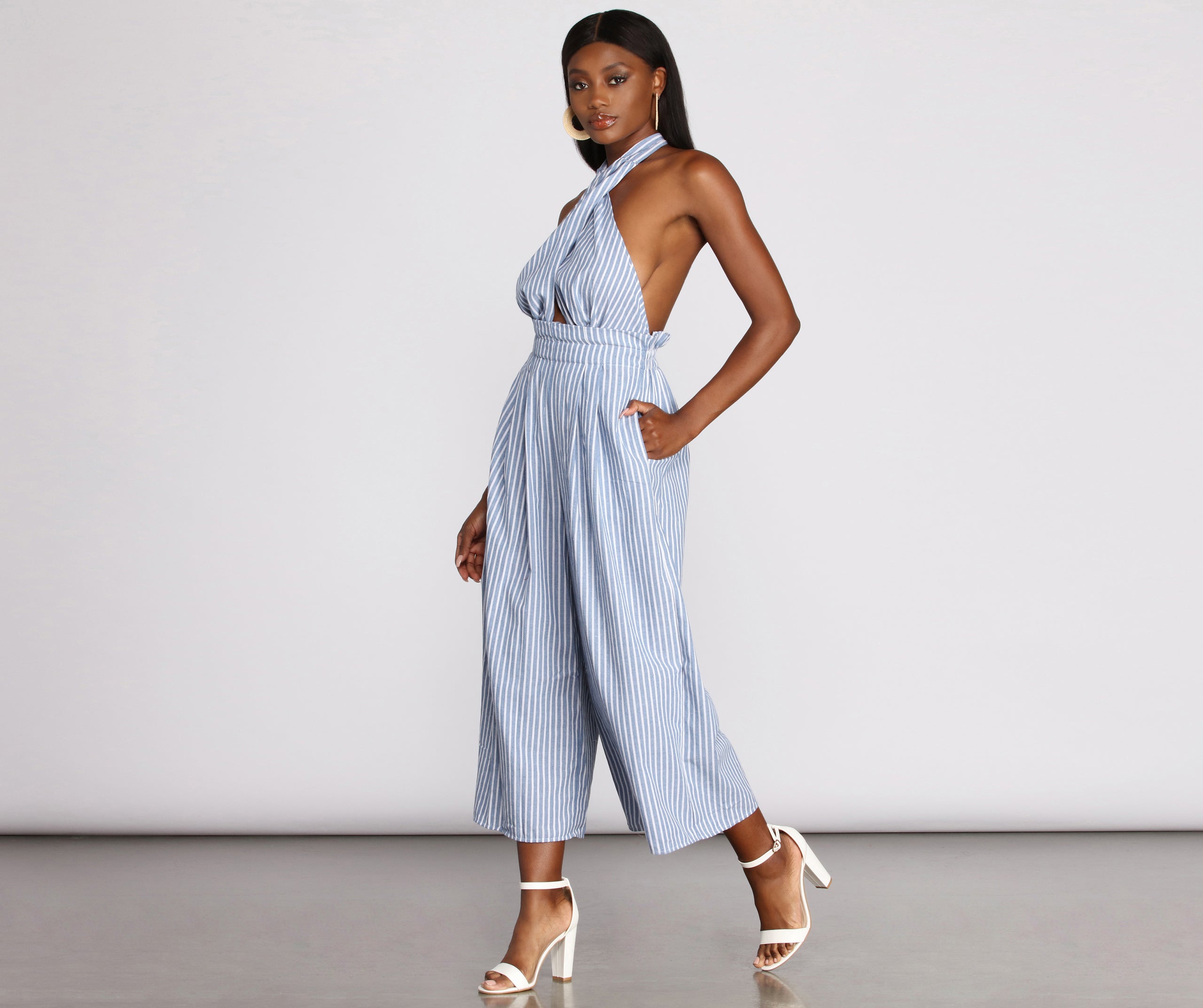 Spring Fever Stripe Halter Jumpsuit