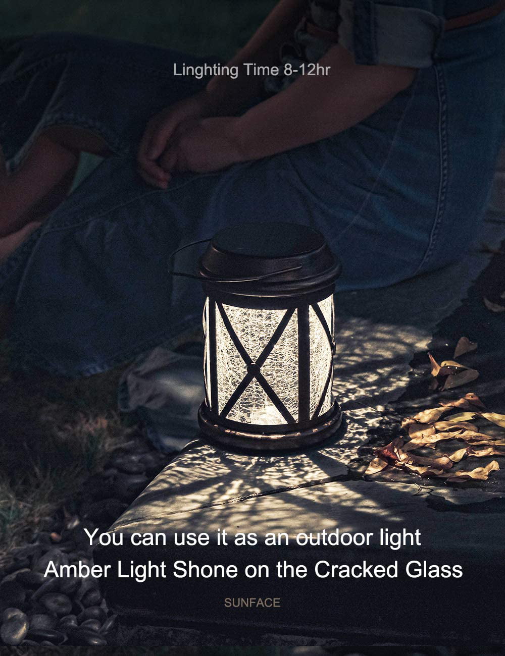 Solar Hanging Lantern， Outdoor Lighting Decorative Light  - Crack in The Glass