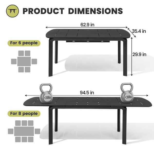 Extendable Patio Dining Table with Butterfly Leaf，Rectangular Extension Table，Expandable Outdoor Table