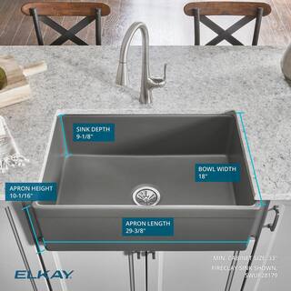 Elkay FarmhouseApron-Front Fireclay 30 in. Single Bowl Kitchen Sink in Matte Gray SWUF28179MG