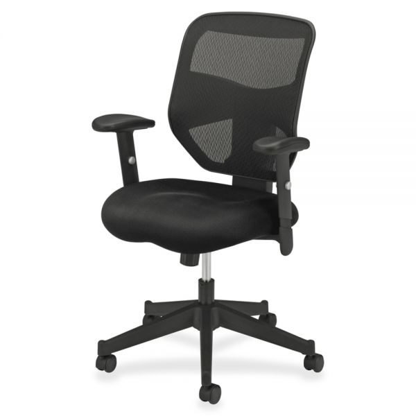 HON HVL531 Series High-Back Work Chair， Mesh Back， Padded Mesh Seat， Black