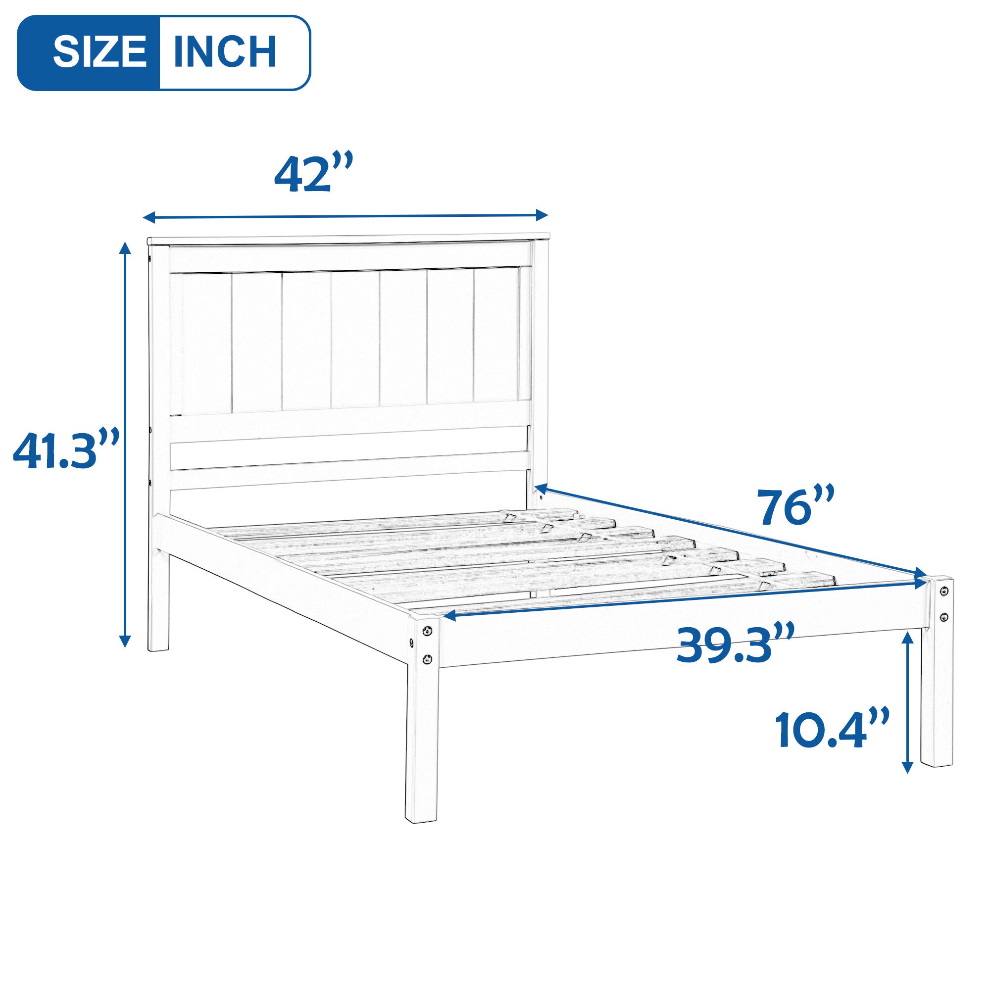 KALEFU Twin Size Platform Bed Frame with Headboard, Wood Slat Support, Espresso