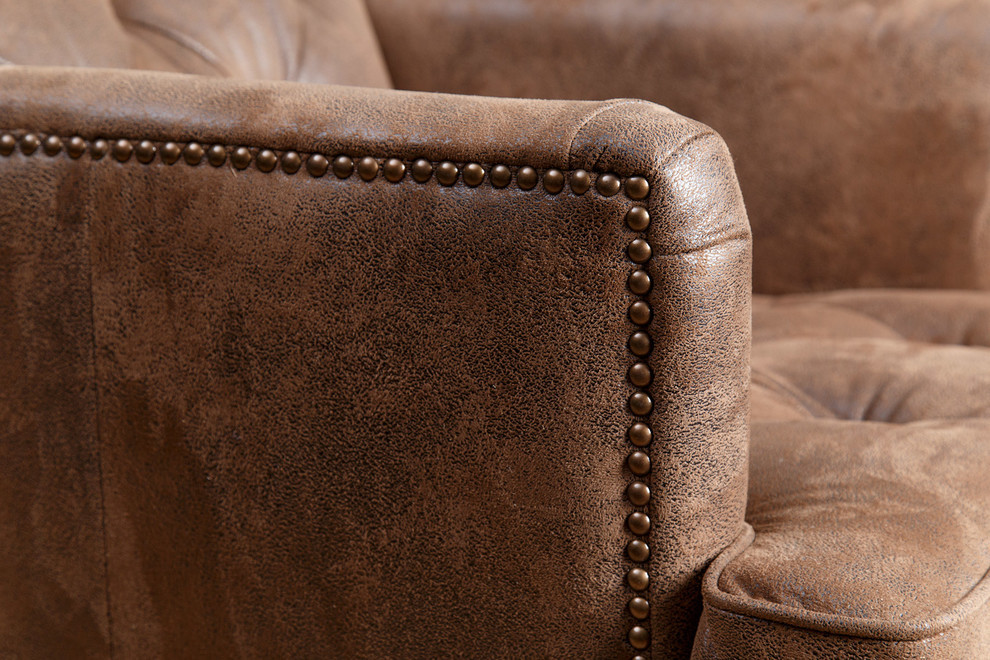 Tafton Fabric Club Chair  Antique Brown   Traditional   Armchairs And Accent Chairs   by Homesquare  Houzz