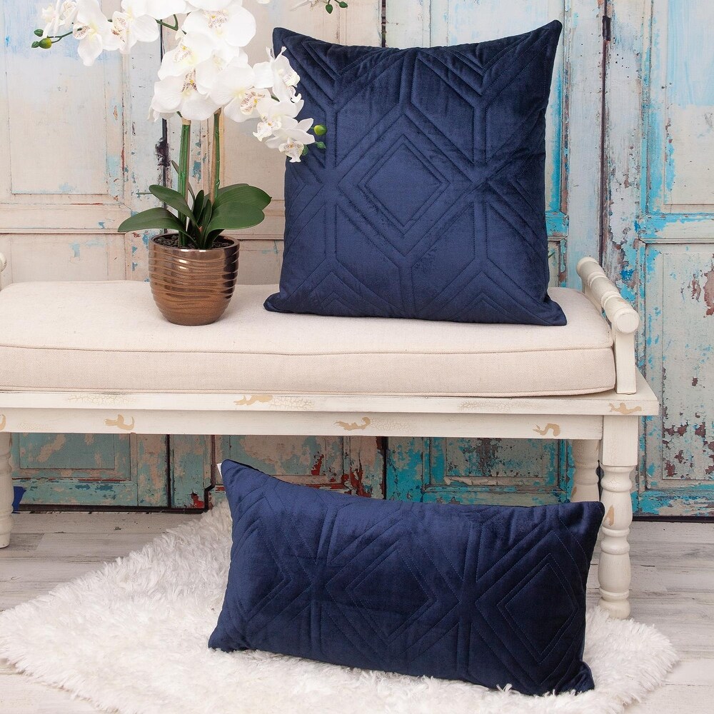 Parkland Collection Reta Transitional Quilted Blue/Navy Throw Pillow