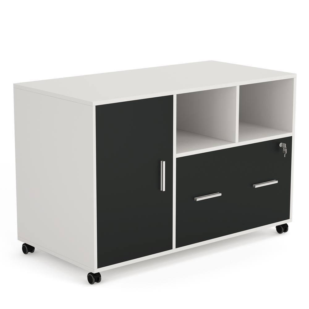 BYBLIGHT Atencio White Mobile File-Cabinet with Lock and Drawer BB-C0312XF