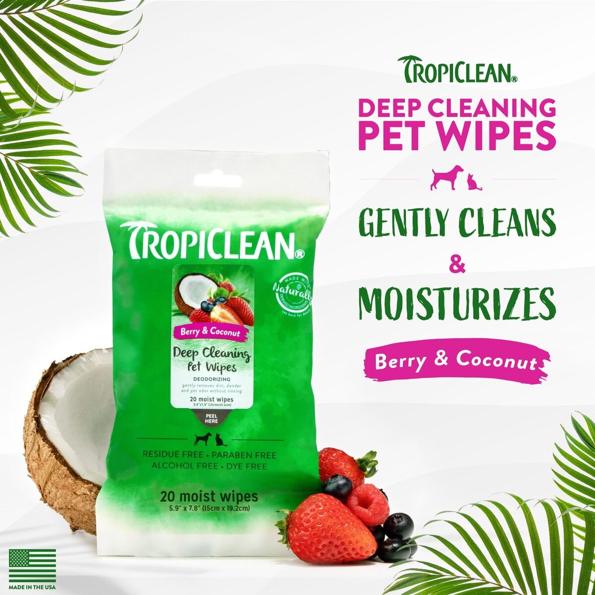 TropiClean Deep Cleaning Deodorizing Dogs Wipes