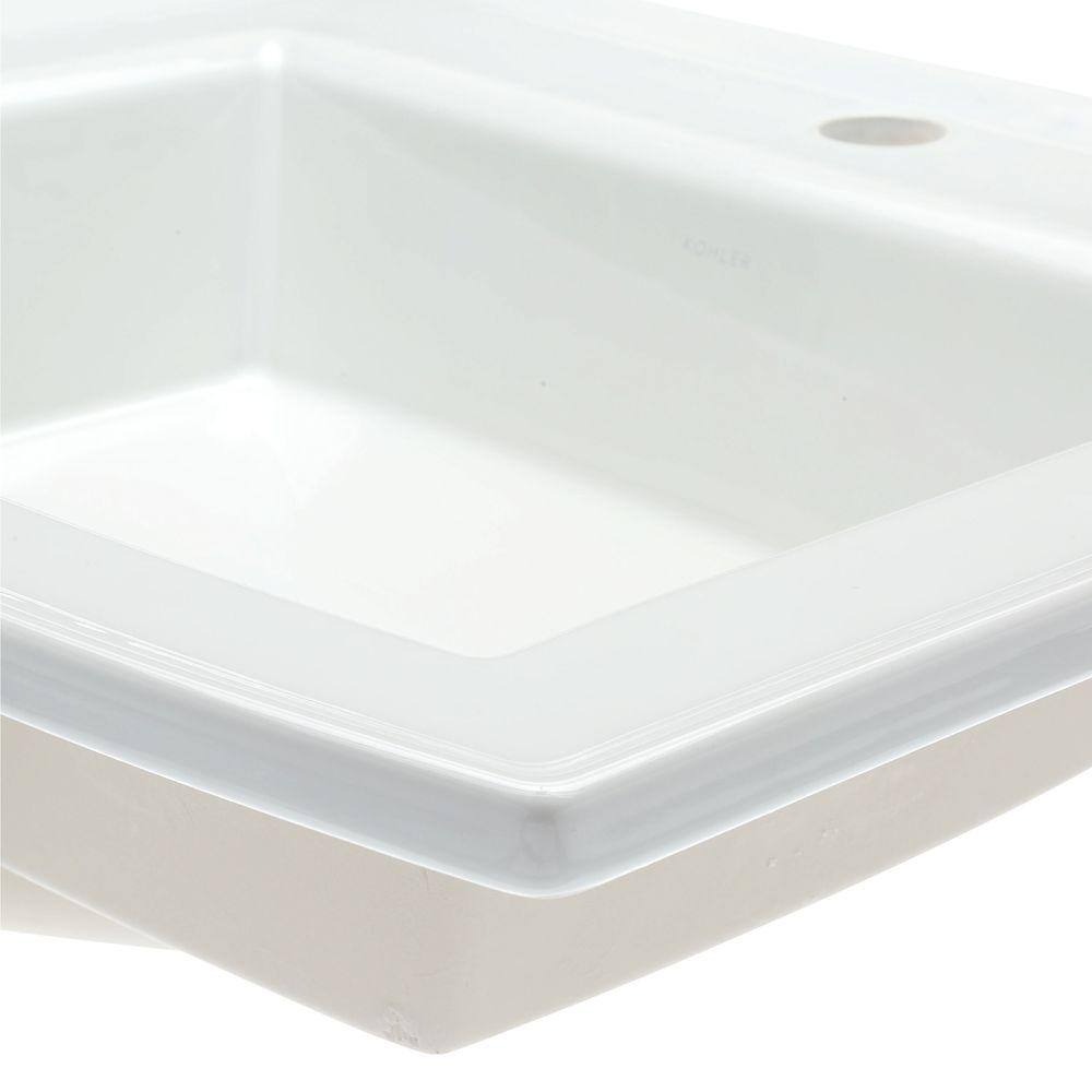 KOHLER Archer Drop-In Vitreous China Bathroom Sink in White with Overflow Drain K-2356-1-0