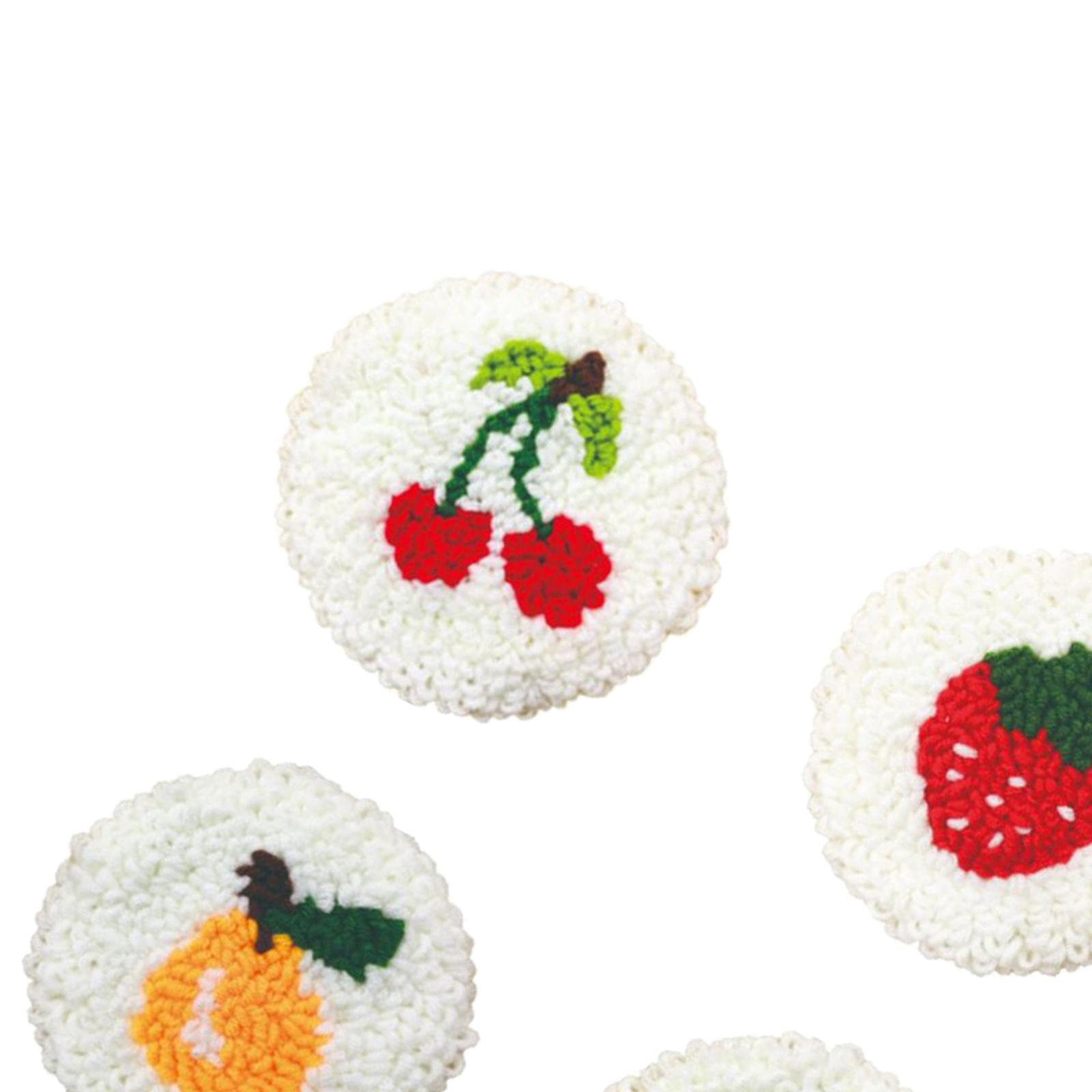 4/6 Pieces Punch Coaster s Cup Mat Tool Fruit Pattern ， 4Pieces