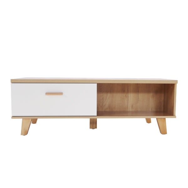 47-inch Solid Wood Coffee Table with Two Drawers