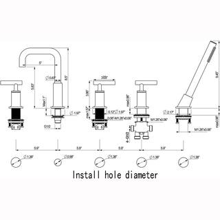 Boyel Living 3-Handle 2-Spray Settings Deck Mounted Roman Tub and Shower Faucet in Brushed Gold Valve Included BLHF0219-3BG