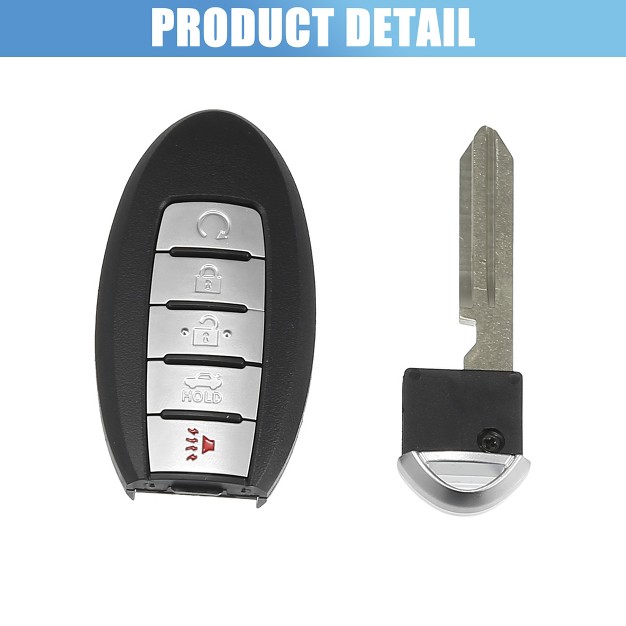 Unique Bargains Car Key Fob Shell 5 Button Keyless Entry Housing For Nissan Altima 2013 2018 Black 1 Pc