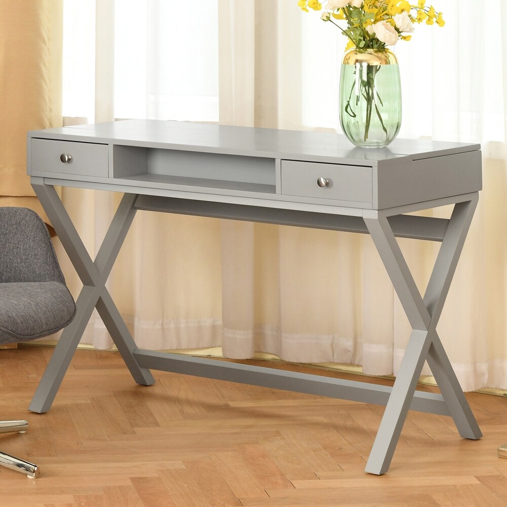 HomyLin Adjustable Home Office Lift Desk with 2 Drawers 44.1 Inch Wide