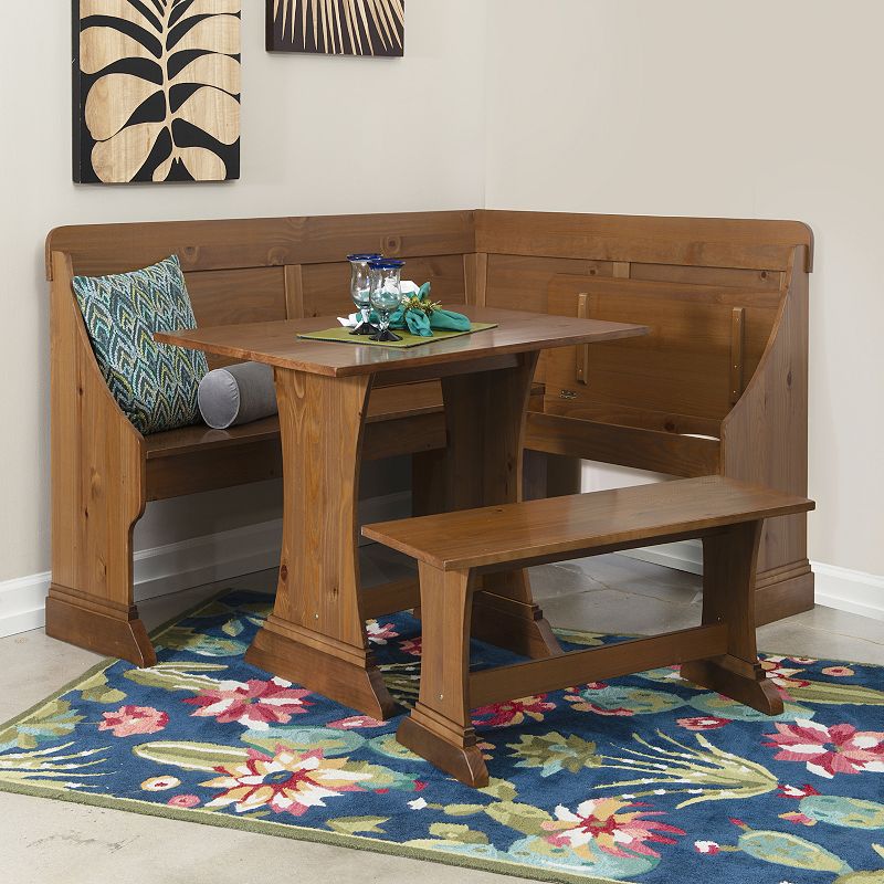 Linon Midwest Breakfast Nook Table and Bench 3-piece Set