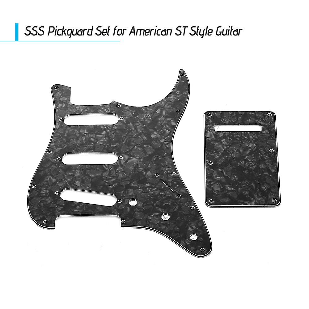 Sss Electric G3 Ply Sss Electric Guitar Pickguard Set With Back Plate Screws Pick Guard For American St Style Guitars Black Pearl Black Pearl