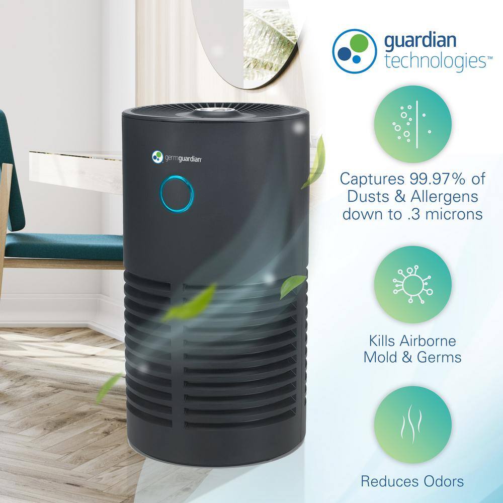 GermGuardian 360 4-in-1 Air Purifier with HEPA Filter UV Sanitizer for Medium Rooms up to 150 Sq. Ft. Black AC4700BDLX