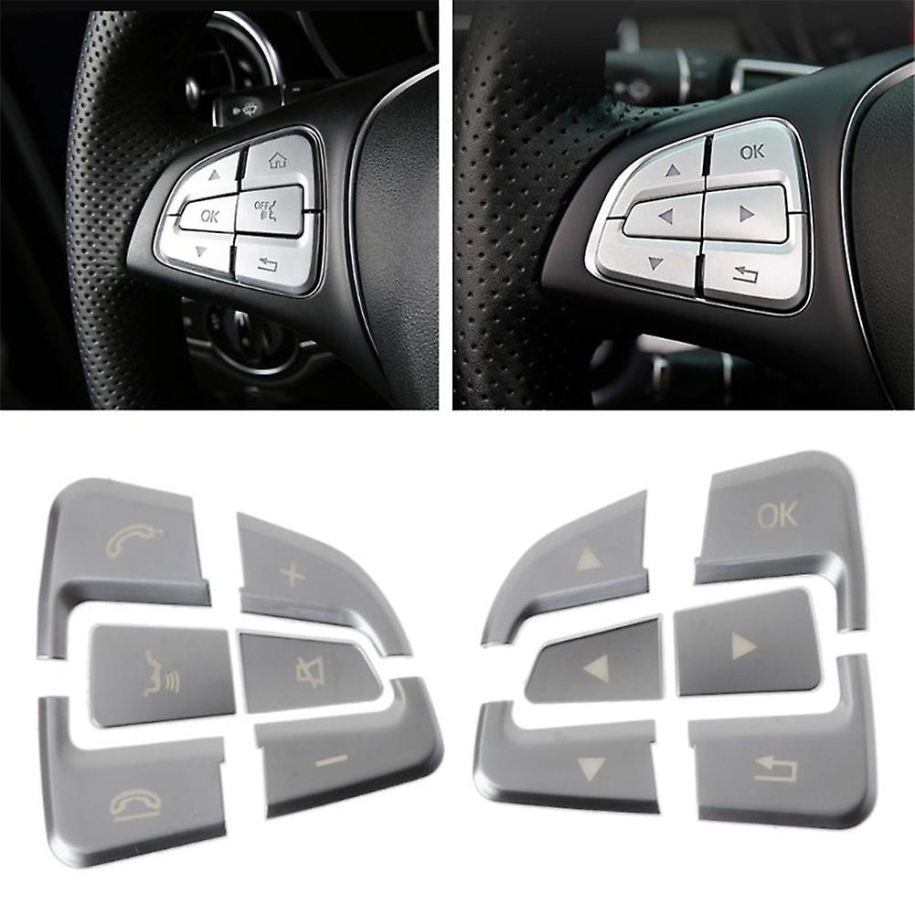 12pcs / Set Steering Wheel Button Sticker Decorative Decal Covers For Mercedes Benz Glc C Class A B Gla Cia Cls On Gls Glk Q9qd Silver