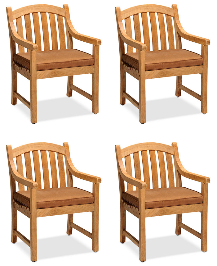 Furniture Set of 4 Bristol Teak Outdoor Dining Chairs