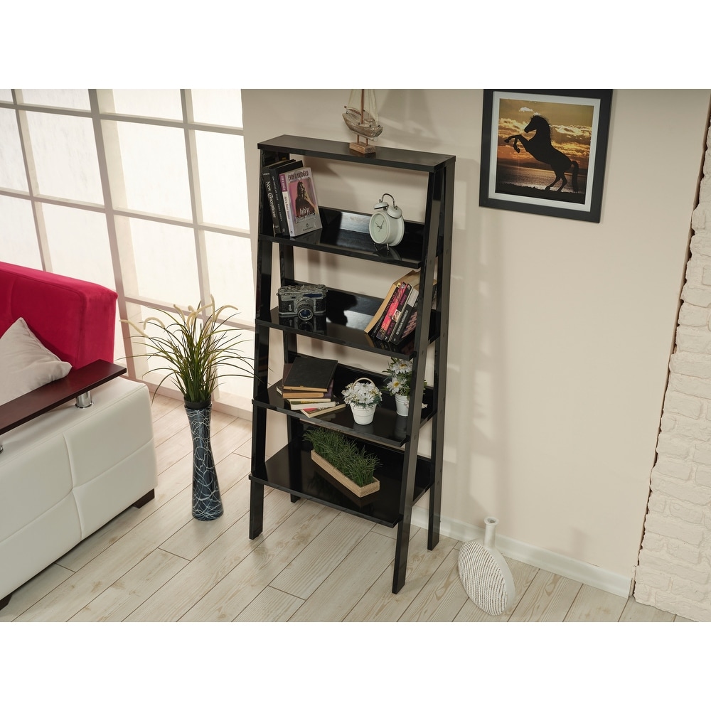 5 Tier Modern Ladder Bookshelf  Wood Frame Bookshelf for Small Spaces in your Living Rooms  Office Furniture Bookcase