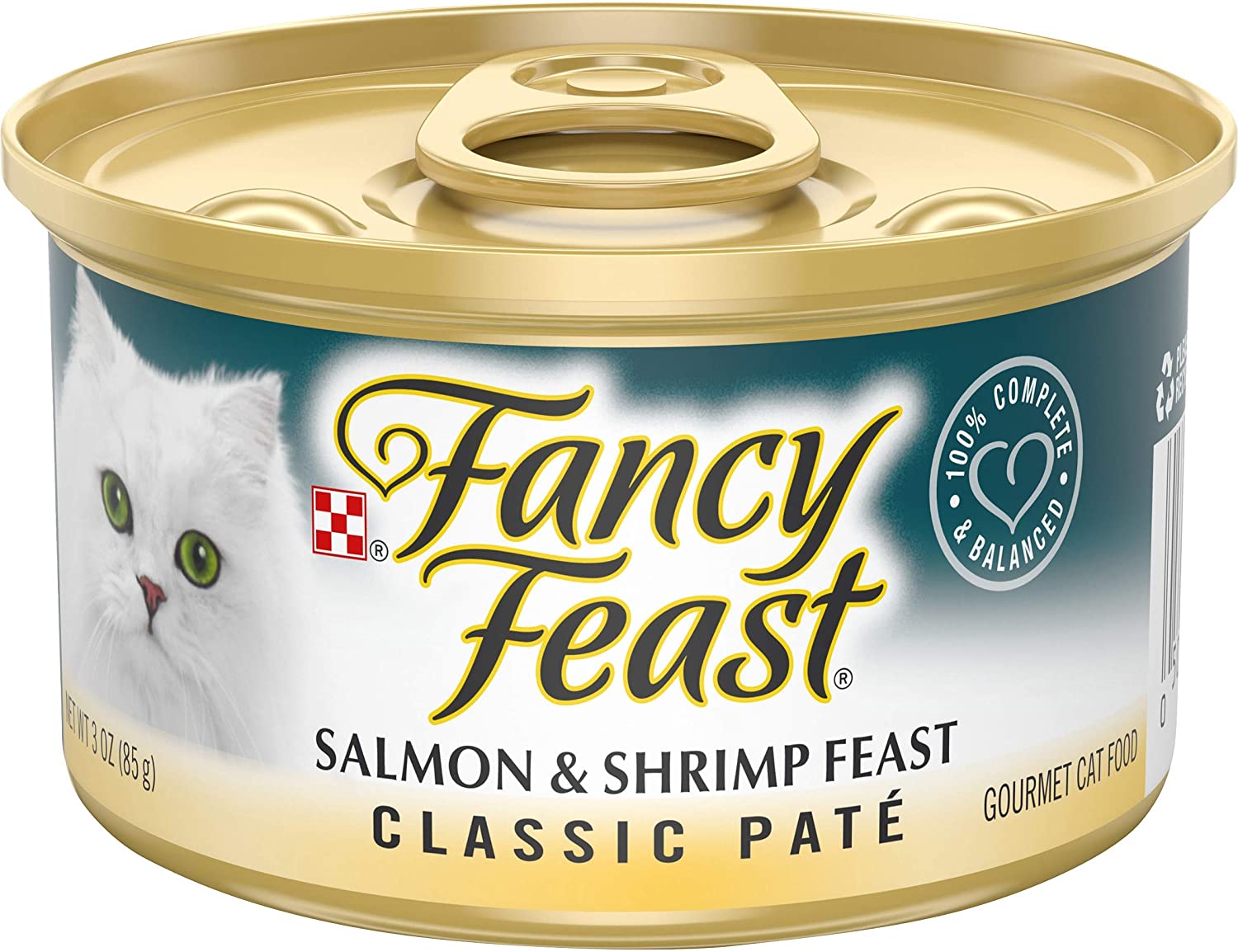 Purina Fancy Feast Grain Free Pate Wet Cat Food， Classic Pate Salmon and Shrimp Feast - (24) 3 oz. Cans