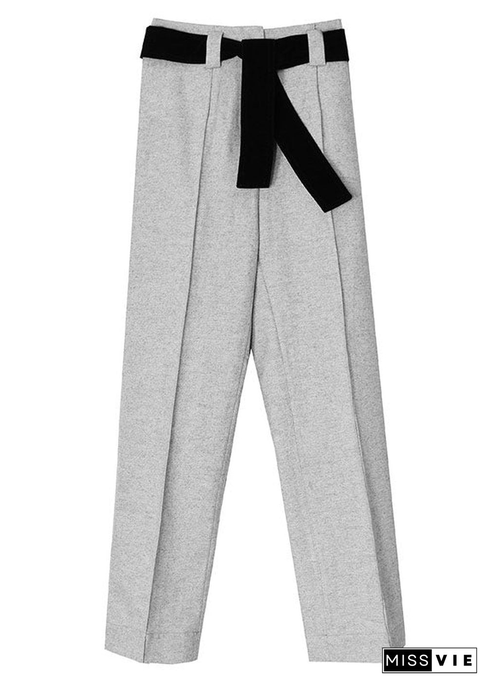 Simple light Grey tunic Woolen straight pants Spring