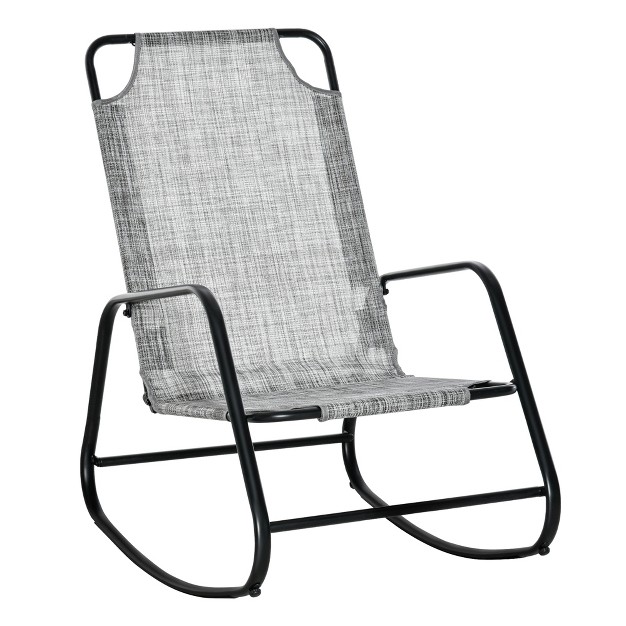 Outsunny Garden Rocking Chair Outdoor Indoor Sling Fabric Rocker For Patio Balcony Porch