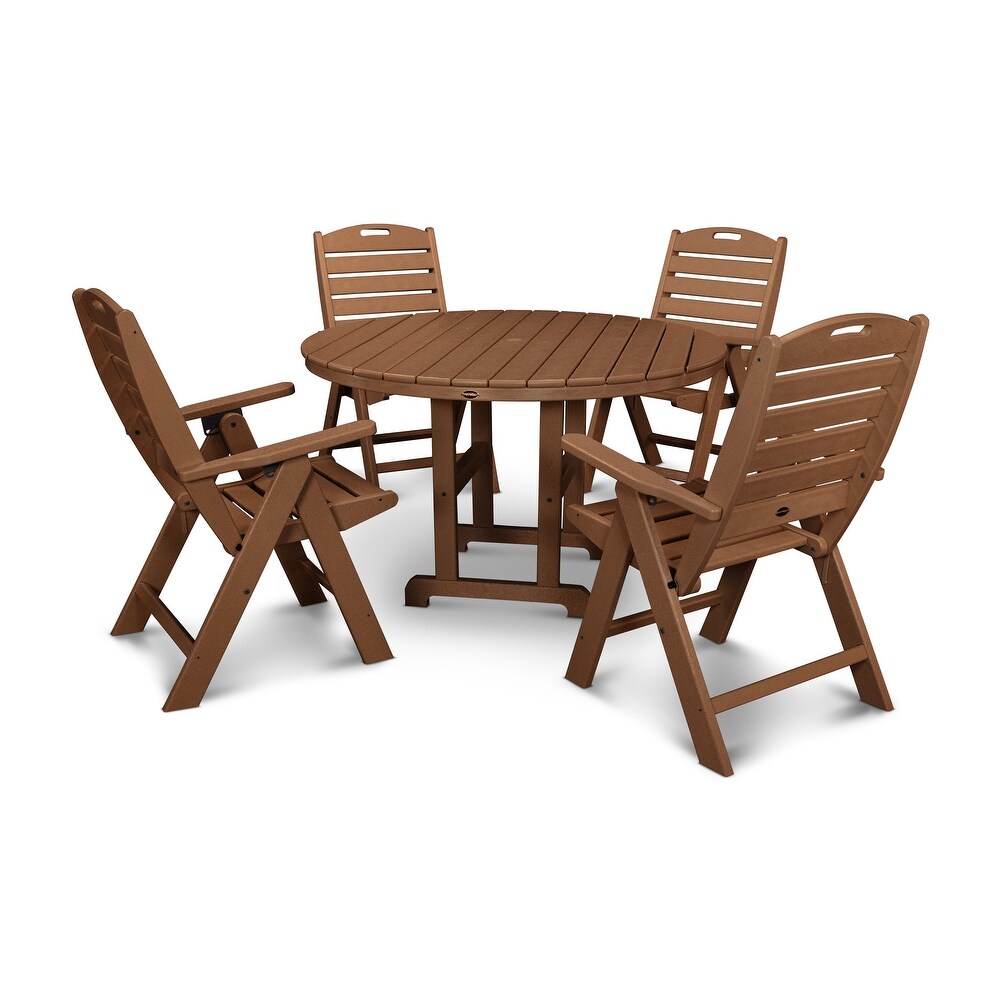 Nautical POLYWOOD 5 piece Outdoor Dining Set with Folding Chairs